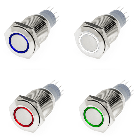 HKP LED Chrome Backlit Halo Push Button Switch