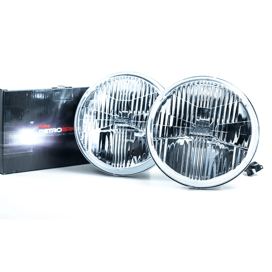 Holley RetroBright 7 Round LED Headlights Classic White Pair
